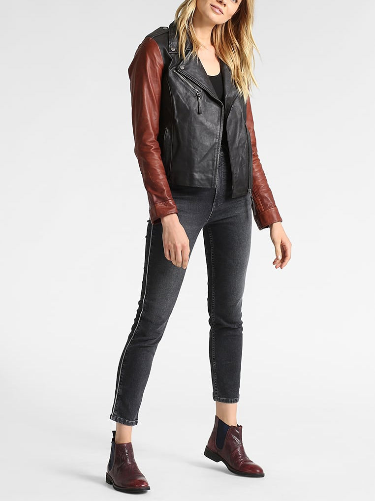 Biker / Motorcycle Jacket - Women Real Lambskin Leather Biker Jacket KW278 - Koza Leathers