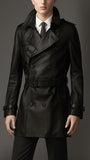 Koza Leathers Men's Genuine Lambskin Trench Coat Real Leather Jacket TM006