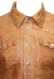 Men's Genuine Lambskin Leather Shirt Jacket MSH010