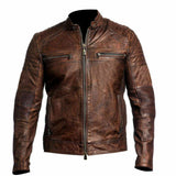 Koza Leathers Men's Genuine Lambskin Leather Vintage Bomber Jacket VJ009