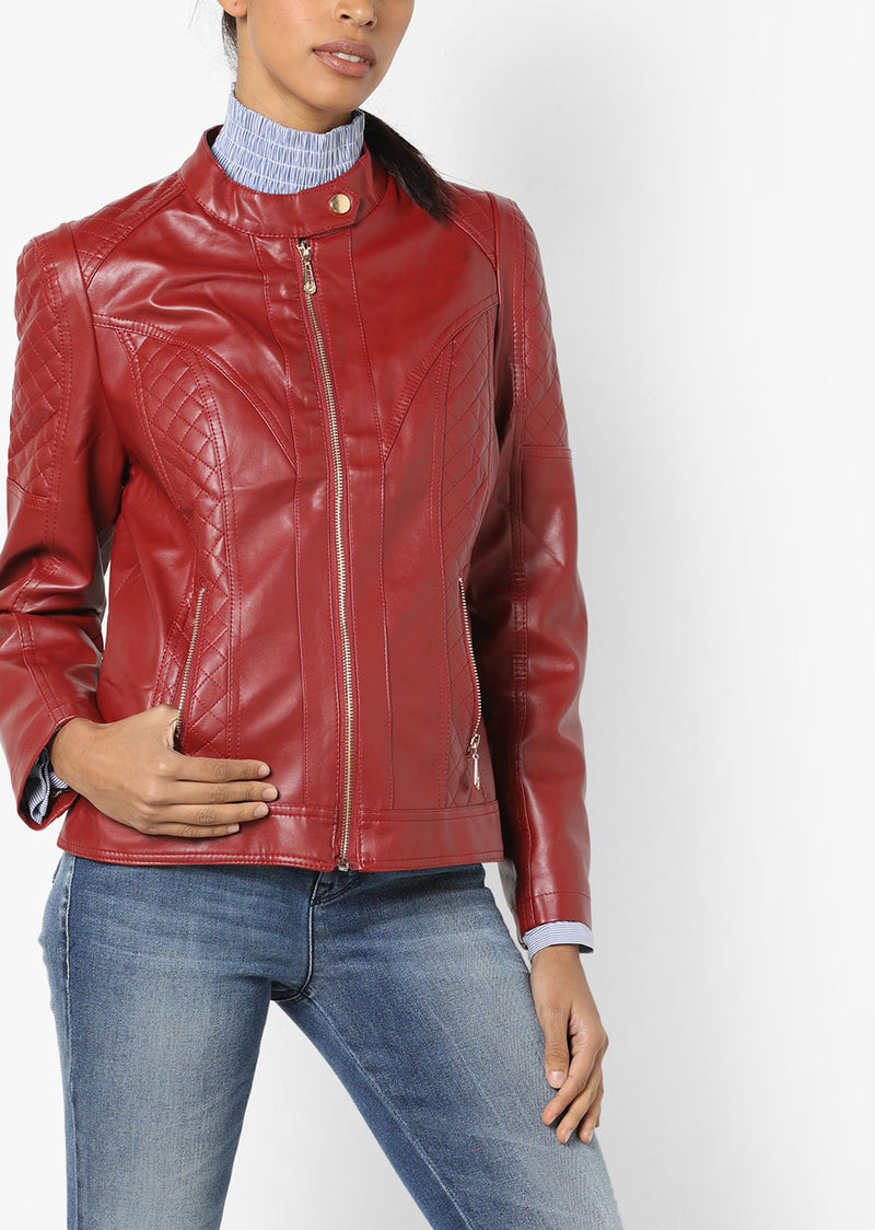 Biker / Motorcycle Jacket - Women Real Lambskin Leather Biker Jacket KW562 - Koza Leathers