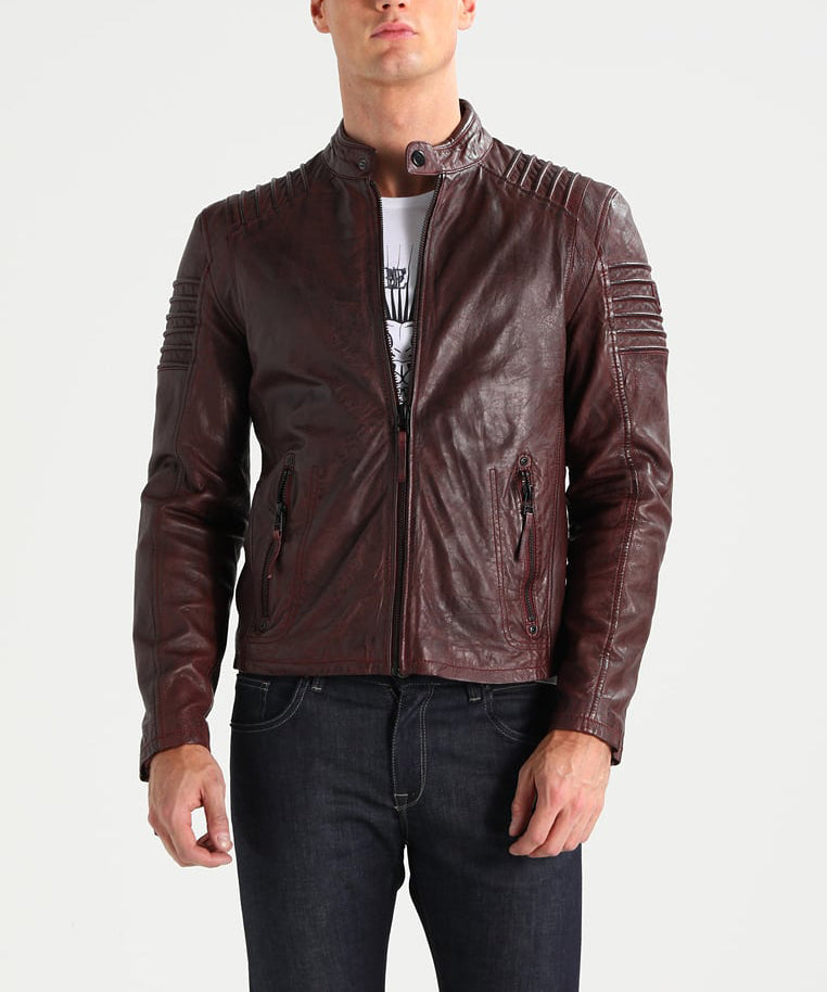 Biker Jacket - Men Real Lambskin Motorcycle Leather Biker Jacket KM237 - Koza Leathers
