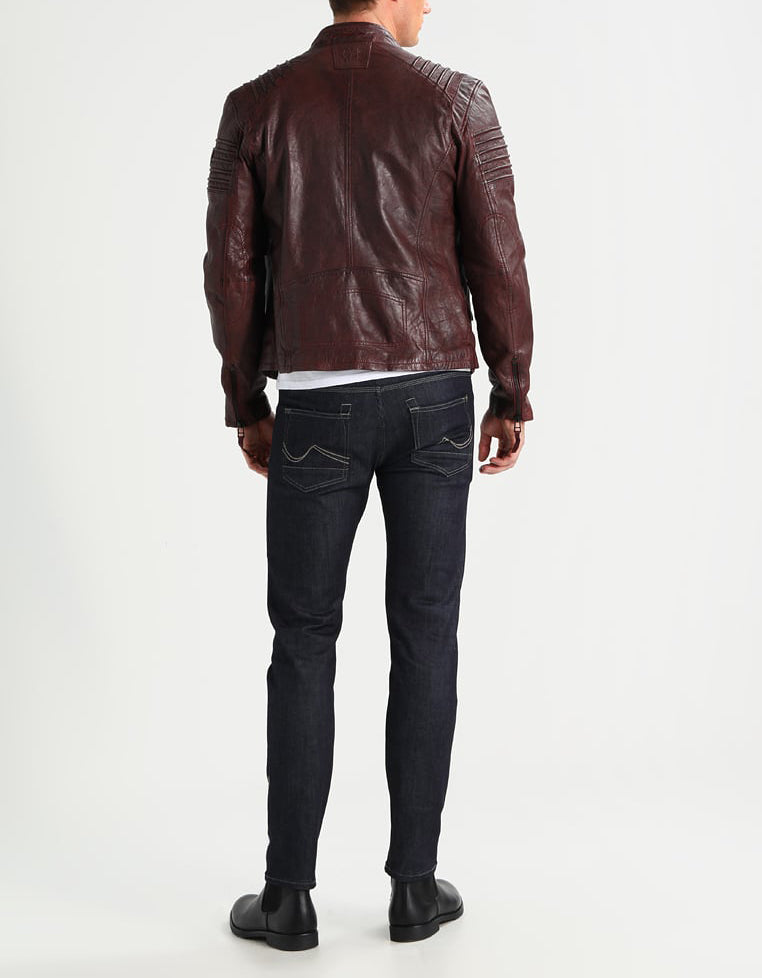 Biker Jacket - Men Real Lambskin Motorcycle Leather Biker Jacket KM237 - Koza Leathers