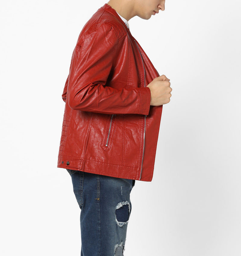 Biker Jacket - Men Real Lambskin Motorcycle Leather Biker Jacket KM606 - Koza Leathers