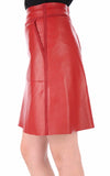Knee Length Skirt - Women Real Lambskin Leather Slim Fit Skirt WS049 - Koza Leathers