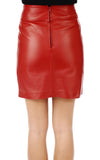 Knee Length Skirt - Women Real Lambskin Leather Slim Fit Skirt WS049 - Koza Leathers