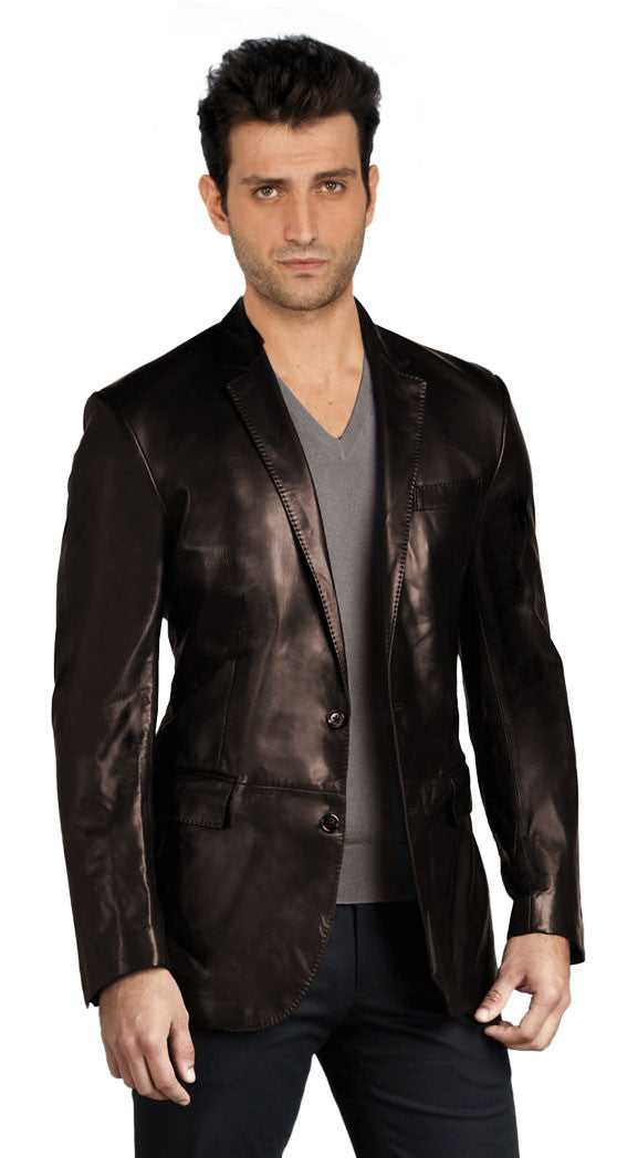 Leather Blazer - Men Real Sheepskin Leather Blazer KB020 - Koza Leathers