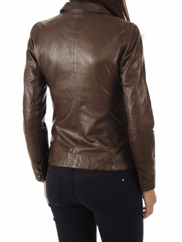 Koza Leathers Women's Real Lambskin Leather Blazer BW104