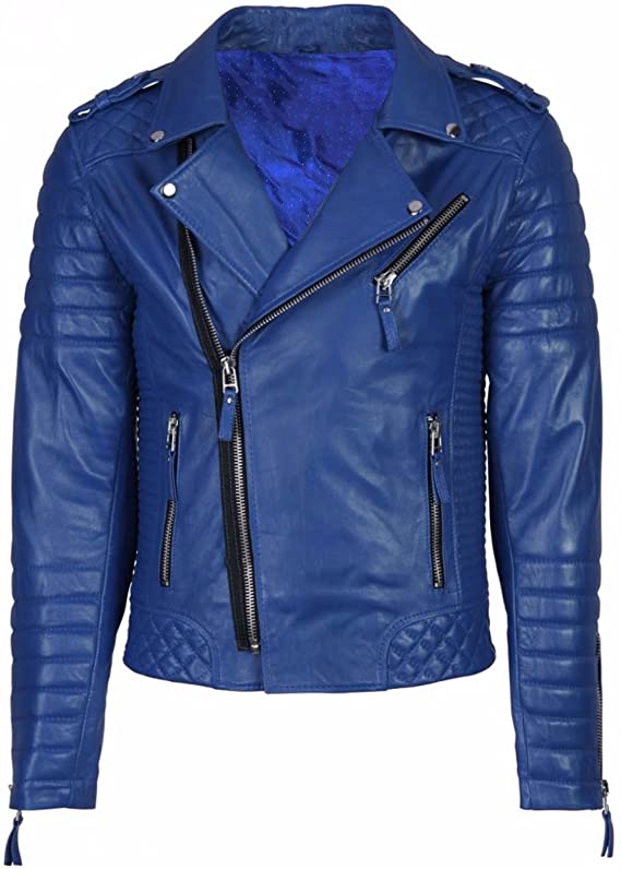 leather jacket blue