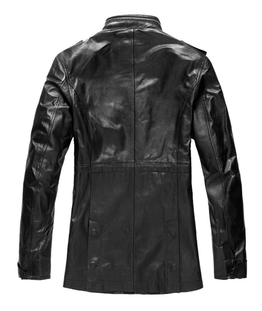Koza Leathers Men's Genuine Lambskin Trench Coat Real Leather Jacket TM031