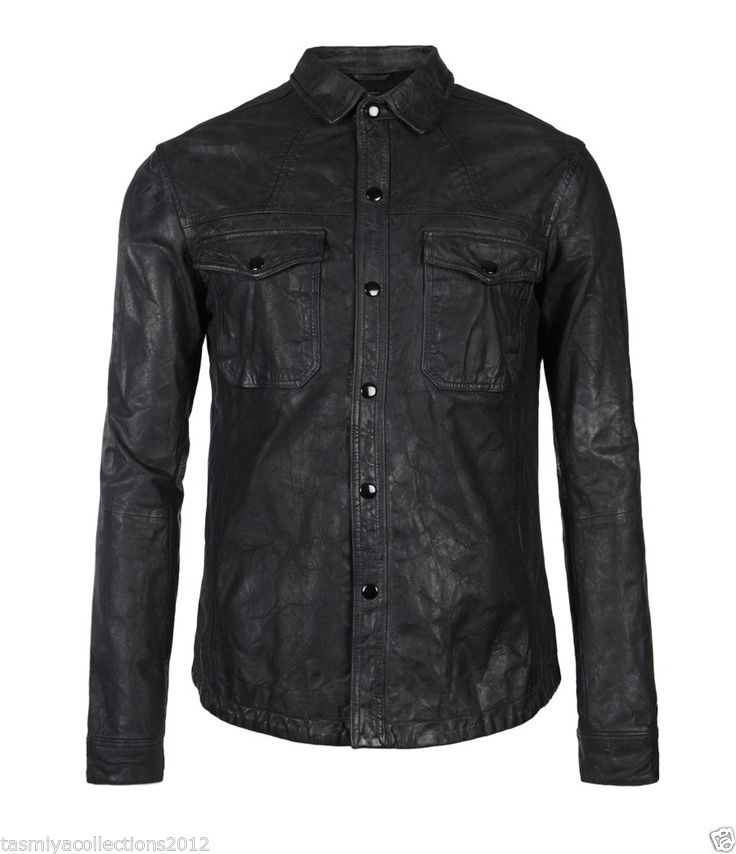 Men's Genuine Lambskin Leather Shirt Jacket MSH006