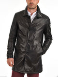 Koza Leathers Men's Genuine Lambskin Trench Coat Real Leather Jacket TM032
