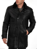 Koza Leathers Men's Genuine Lambskin Trench Coat Real Leather Jacket TM034