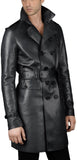 Koza Leathers Men's Genuine Lambskin Trench Coat Real Leather Jacket TM036