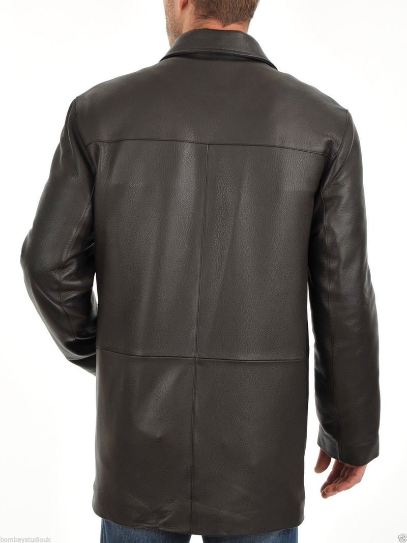 Koza Leathers Men's Genuine Lambskin Trench Coat Real Leather Jacket TM037