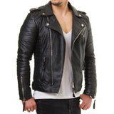 Biker Jacket - Men Real Lambskin Leather Jacket KM002 - Koza Leathers