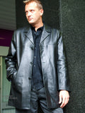 Koza Leathers Men's Genuine Lambskin Trench Coat Real Leather Jacket TM043