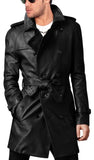 Koza Leathers Men's Genuine Lambskin Trench Coat Real Leather Jacket TM044