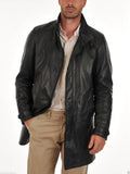 Koza Leathers Men's Genuine Lambskin Trench Coat Real Leather Jacket TM045