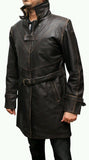 Koza Leathers Men's Genuine Lambskin Trench Coat Real Leather Jacket TM047