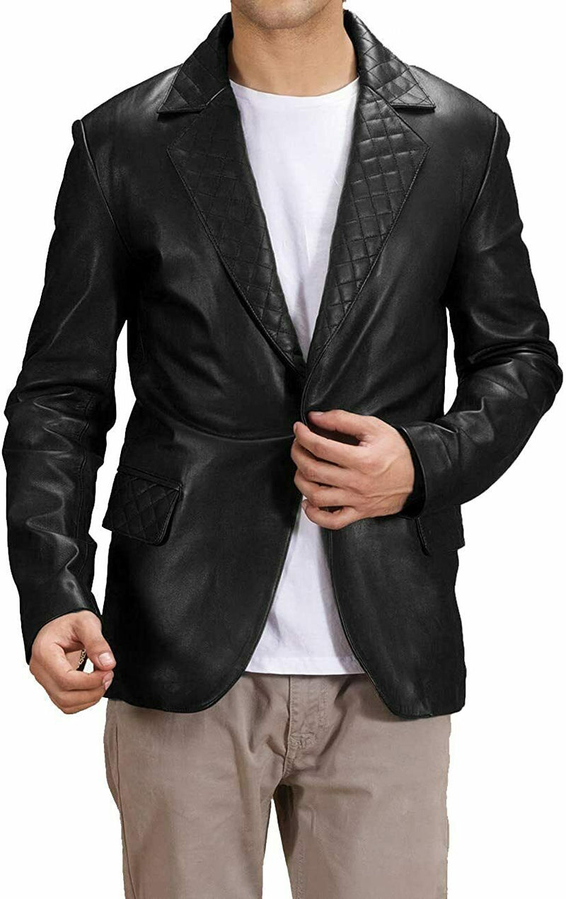 Koza Leathers Men's Real Lambskin Leather Blazer KB176