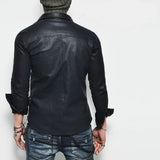 Men's Genuine Lambskin Leather Shirt Jacket MSH015
