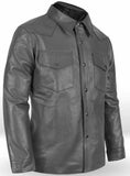 Men's Genuine Lambskin Leather Shirt Jacket MSH016