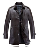 Koza Leathers Men's Genuine Lambskin Trench Coat Real Leather Jacket TM007