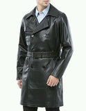 Koza Leathers Men's Genuine Lambskin Trench Coat Real Leather Jacket TM016