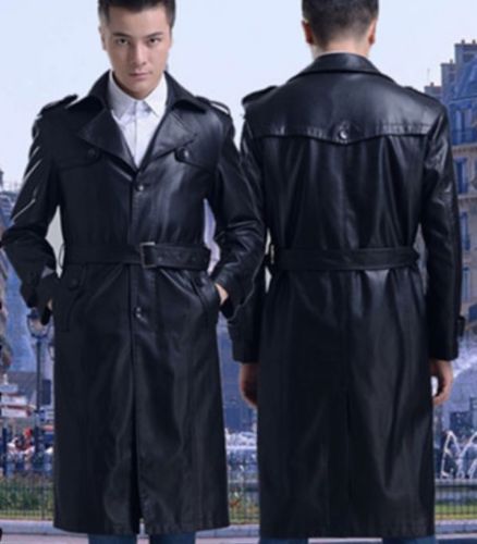 Koza Leathers Men's Genuine Lambskin Trench Coat Real Leather Jacket TM017