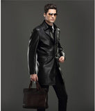 Koza Leathers Men's Genuine Lambskin Trench Coat Real Leather Jacket TM018