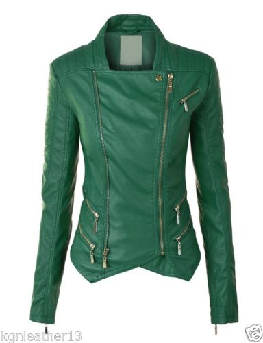 Biker / Motorcycle Jacket - Women Real Lambskin Leather Biker Jacket KW091 - Koza Leathers