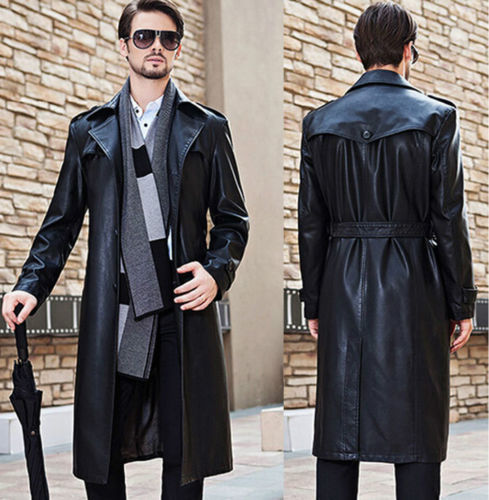 mens long leather overcoats