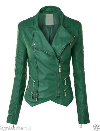 Biker / Motorcycle Jacket - Women Real Lambskin Leather Biker Jacket KW091 - Koza Leathers