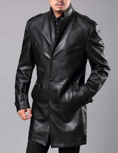 Koza Leathers Men's Genuine Lambskin Trench Coat Real Leather Jacket TM008