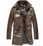 Koza Leathers Men's Genuine Lambskin Trench Coat Real Leather Jacket TM023