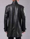 Koza Leathers Men's Genuine Lambskin Trench Coat Real Leather Jacket TM008