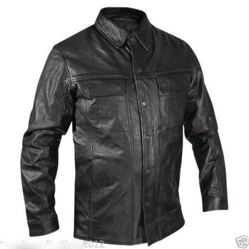 Men's Genuine Lambskin Leather Shirt Jacket MSH001
