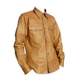 Men's Genuine Lambskin Leather Shirt Jacket MSH013