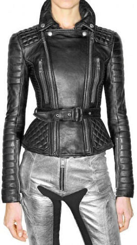 Biker / Motorcycle Jacket - Women Real Lambskin Leather Biker Jacket KW093 - Koza Leathers