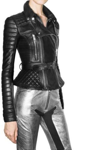 Biker / Motorcycle Jacket - Women Real Lambskin Leather Biker Jacket KW093 - Koza Leathers