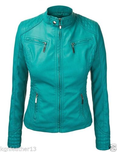 Biker / Motorcycle Jacket - Women Real Lambskin Leather Biker Jacket KW092 - Koza Leathers