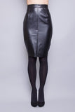 Women Real Lambskin Leather Knee Length Skirt WS001