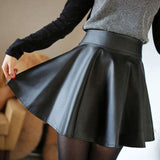 Knee Length Skirt - Women Real Lambskin Leather Mini Skirt WS011 - Koza Leathers