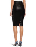 Knee Length Skirt - Women Real Lambskin Leather Knee Length Skirt WS003 - Koza Leathers