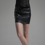 Women Real Lambskin Leather Mini Skirt WS012
