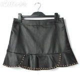 Women Real Lambskin Leather Mini Skirt WS013