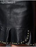 Knee Length Skirt - Women Real Lambskin Leather Mini Skirt WS014 - Koza Leathers