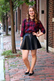 Women Real Lambskin Leather Mini Skirt WS015