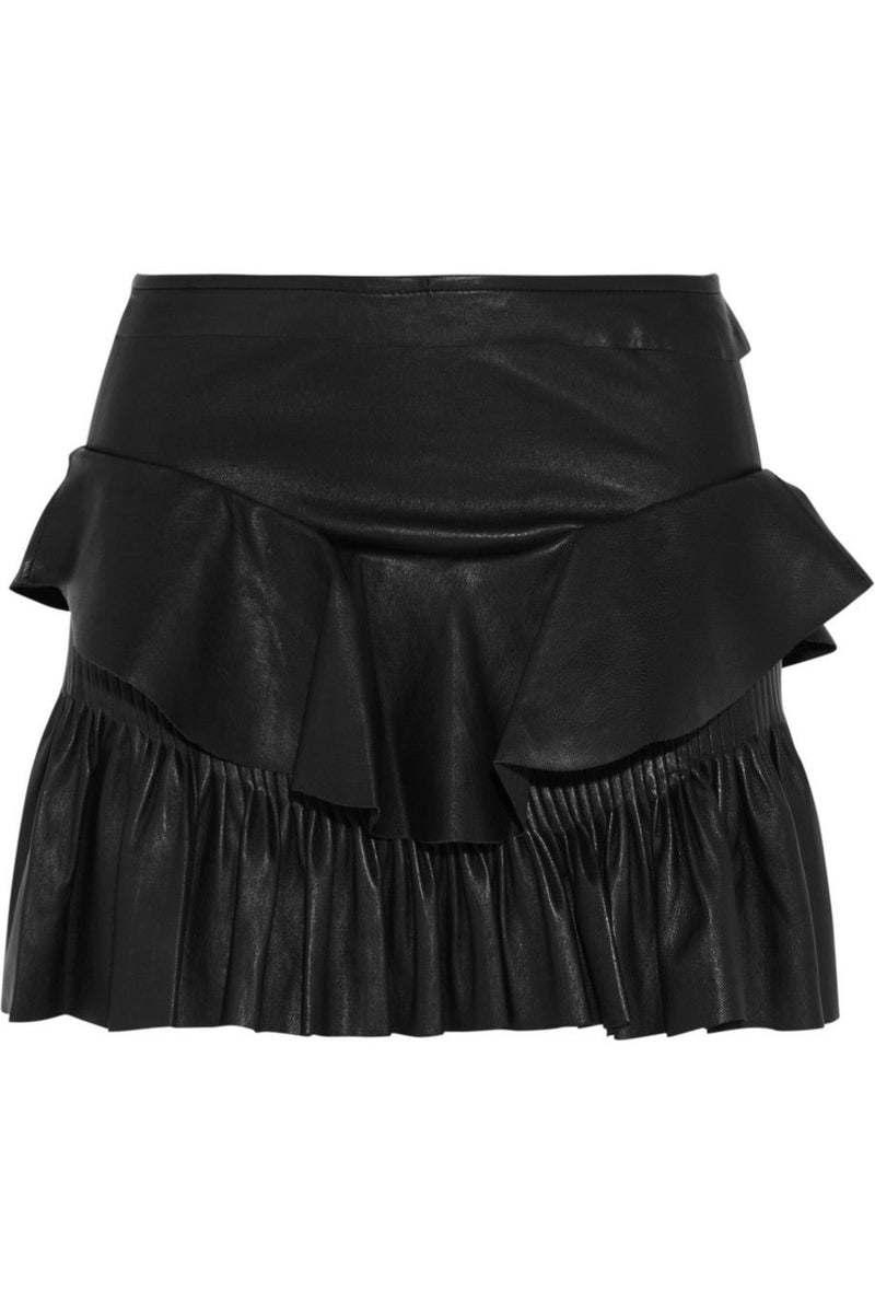 Knee Length Skirt - Women Real Lambskin Leather Mini Skirt WS027 - Koza Leathers